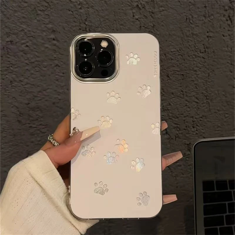可爱镂空猫爪印适用苹果16/15promax手机壳华为vivo小米14oppo套