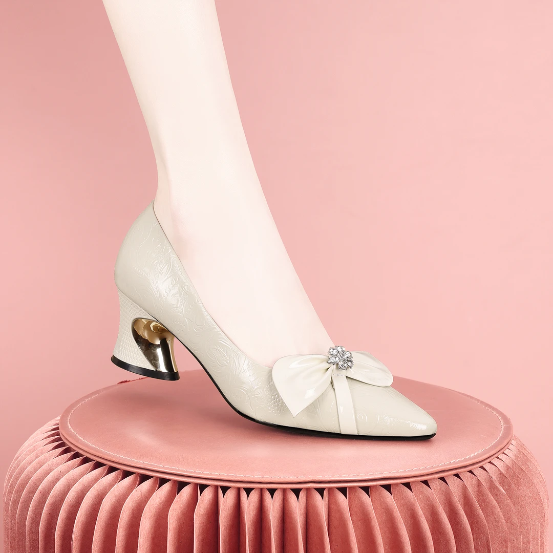 梵芮诗水钻蝴蝶结2025浅口夏季优雅气质仙女风洋气单鞋-J1301