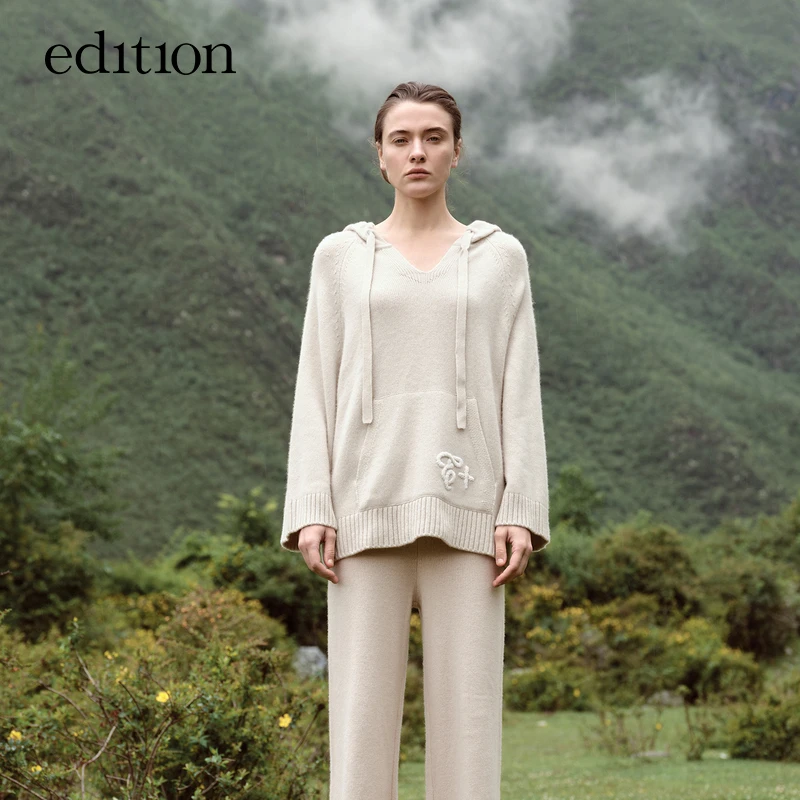 【E+轻生活系列】edition高能感复古连帽宽松女士毛衣#EBC3SWT053