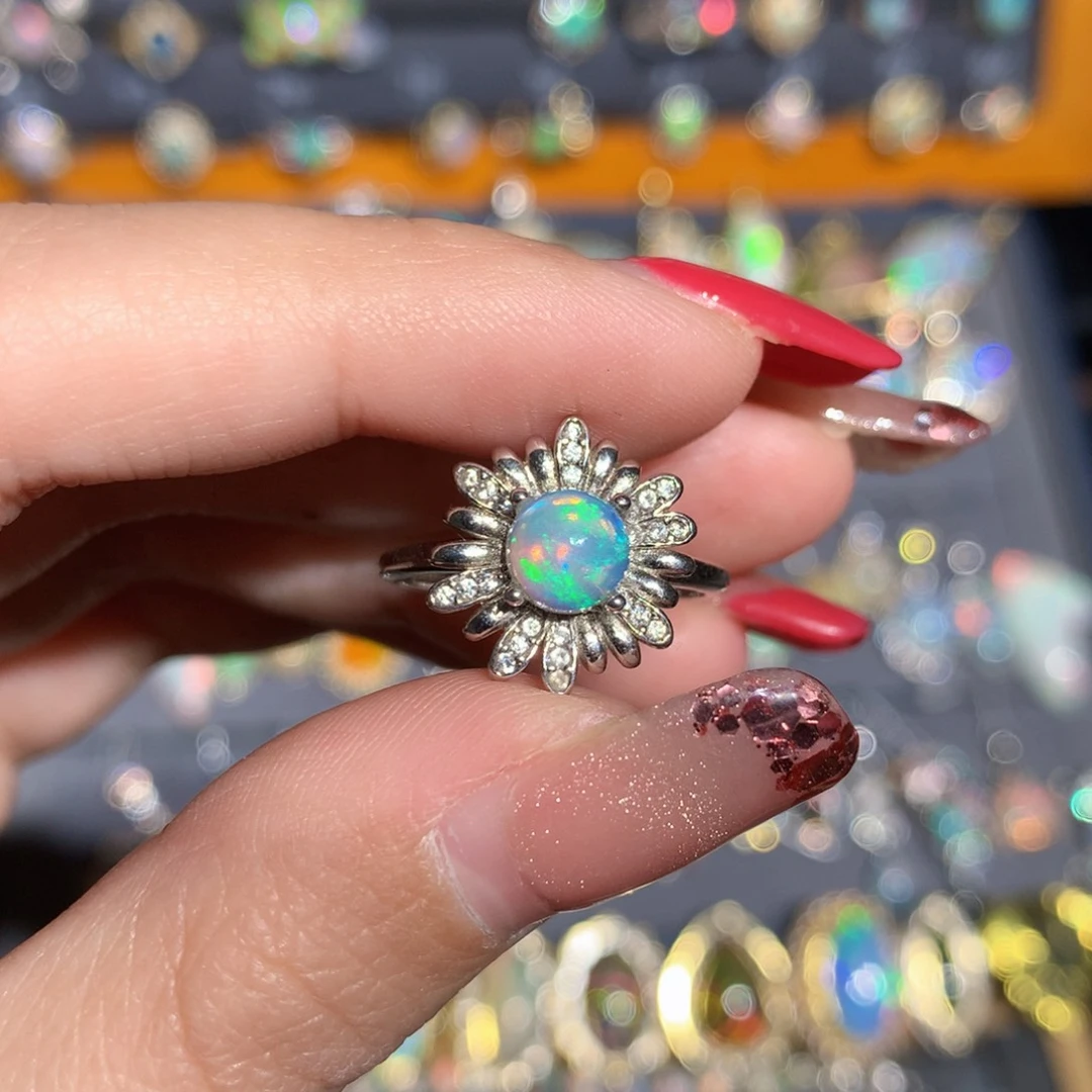 银S925镶嵌欧泊欧泊戒指y