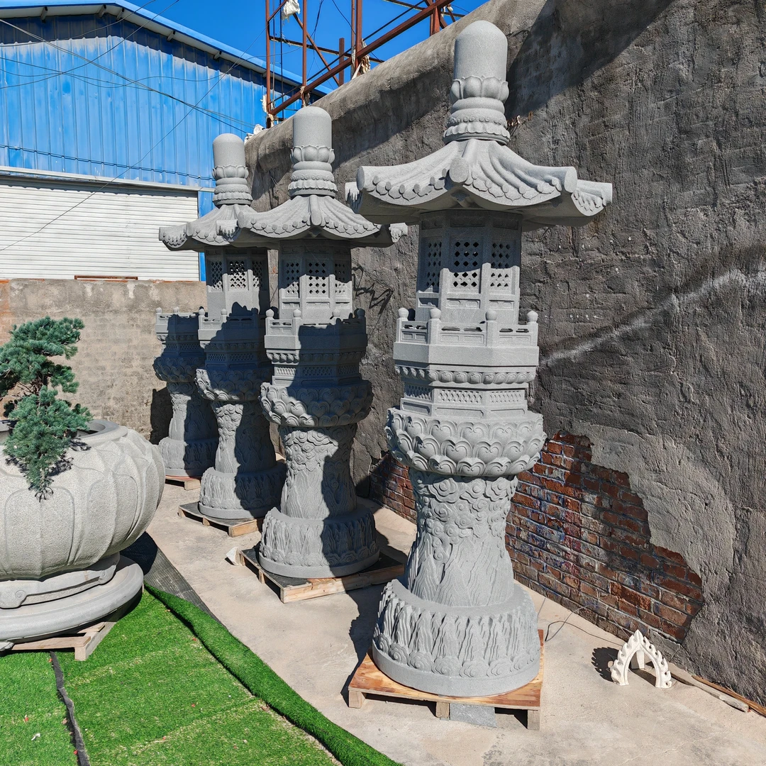 庭院石灯塔花岗岩石灯塔摆件