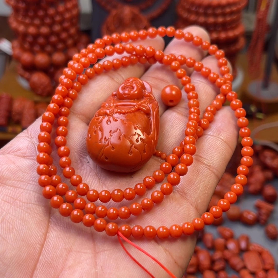 用***5南红玛瑙未镶嵌川料套装吊坠