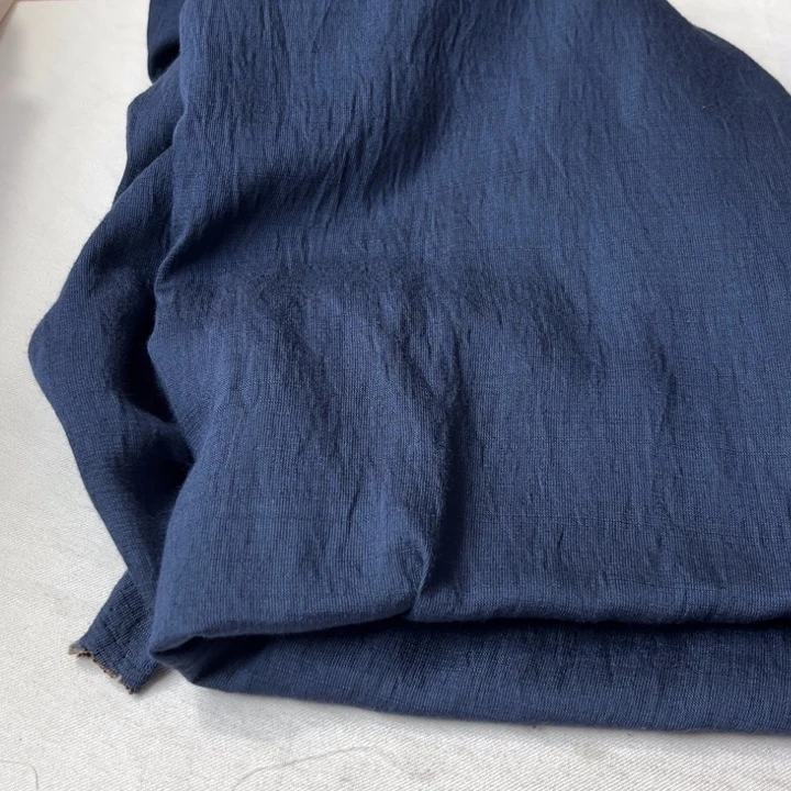 棉混纺藏蓝麻棉2米。
