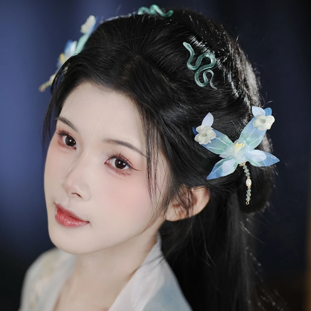 【直播】T-81-1 耀如春华 小蜻蜓 原创古风纯手工真丝烫花发钗