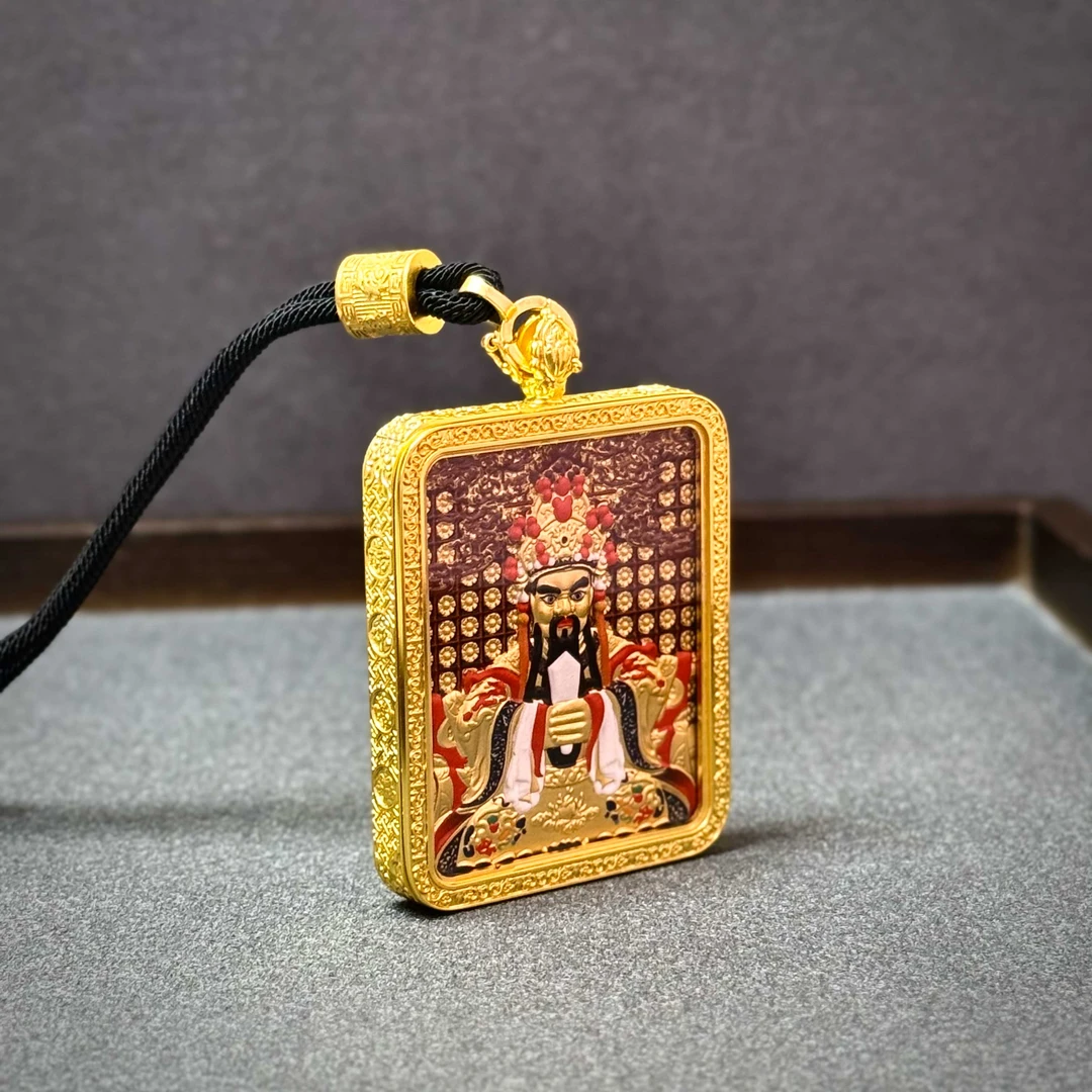 唐卡双面五台山浮雕五爷手绘描金十二生肖八大守护铜吊坠唐卡吊坠