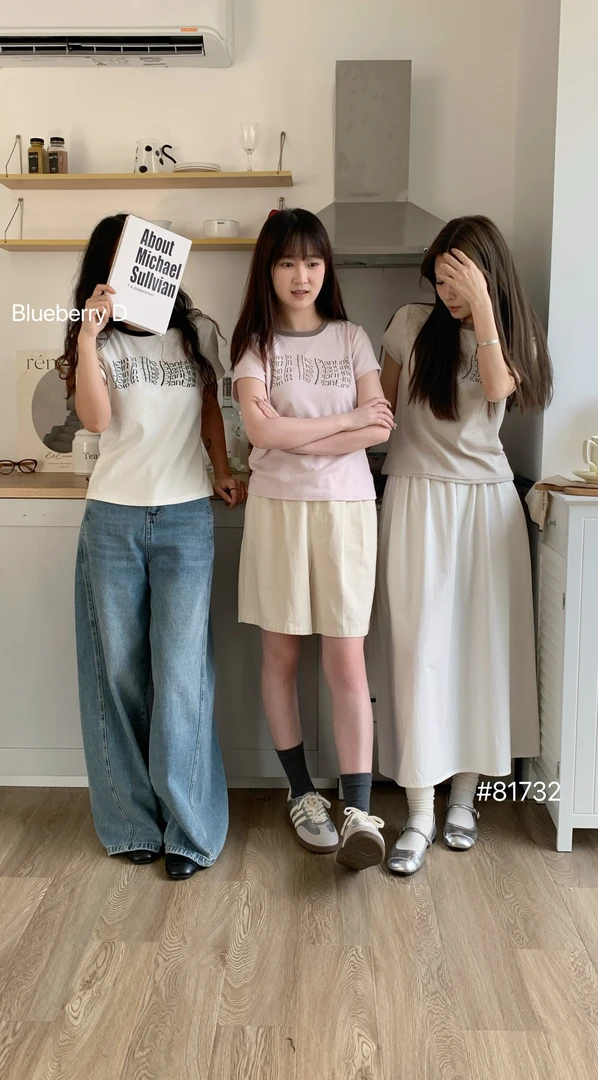 常规抗起球修身型印花短袖T恤外穿高腰纯色洛丽塔夏季宽松韩版