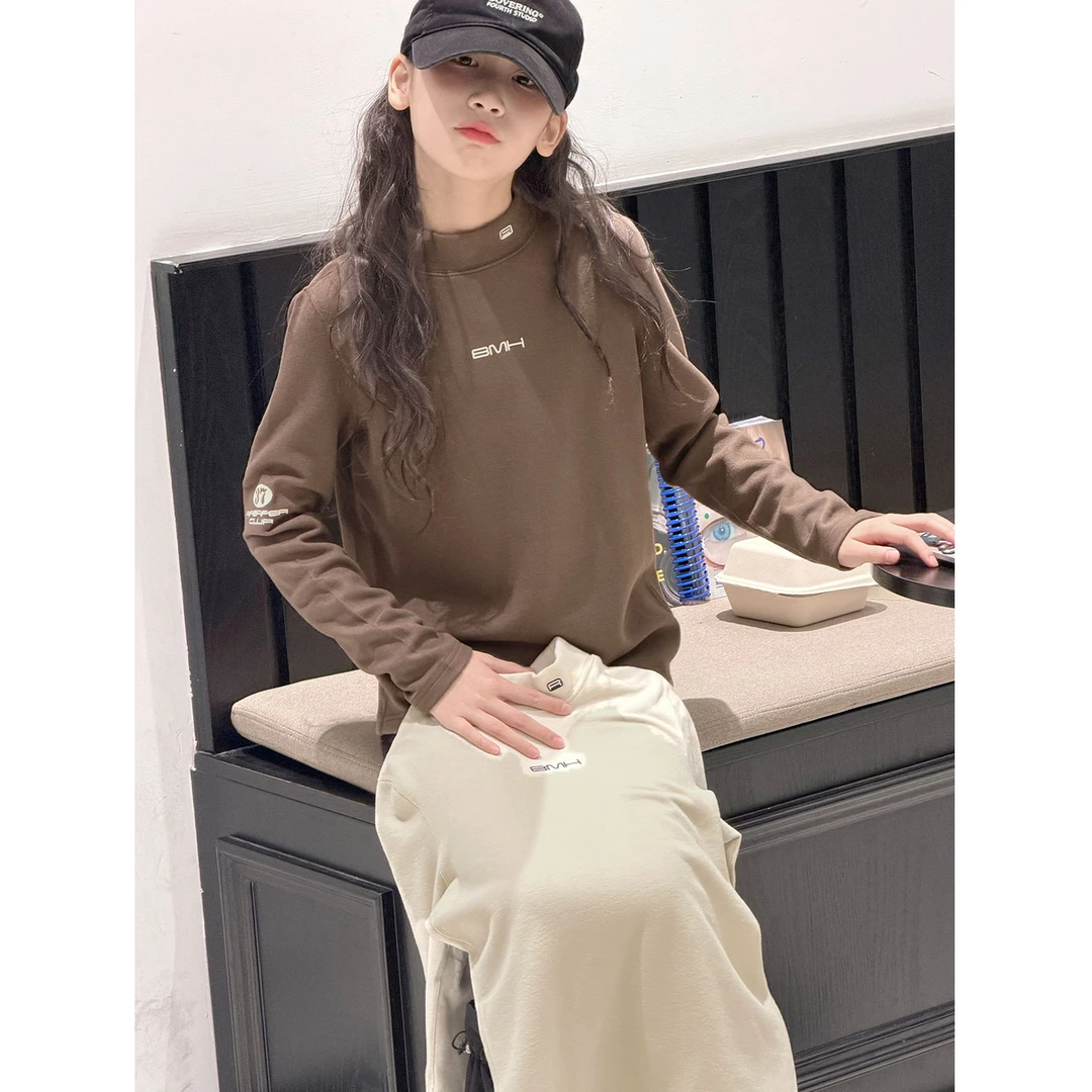 K30248孙小美半高领女童薄绒打底衫秋冬装儿童T恤长袖加厚上衣