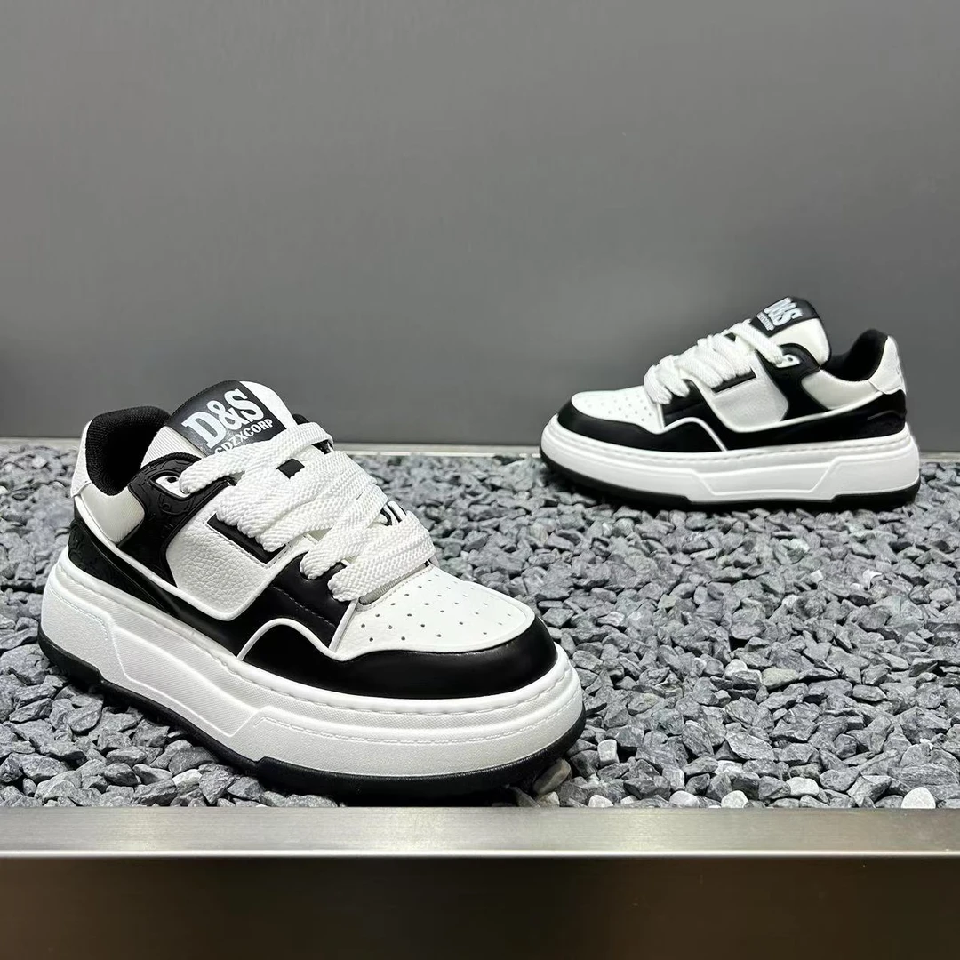 2025秋季新款男士皮面厚底经典百搭休闲鞋时尚软底百搭运动潮鞋男