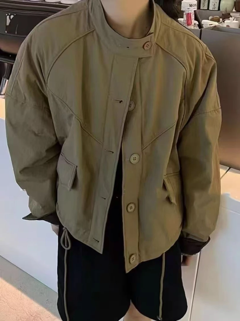 春季立领宽松外套女小众设计2025新款C时尚简约纯色长袖女士上衣