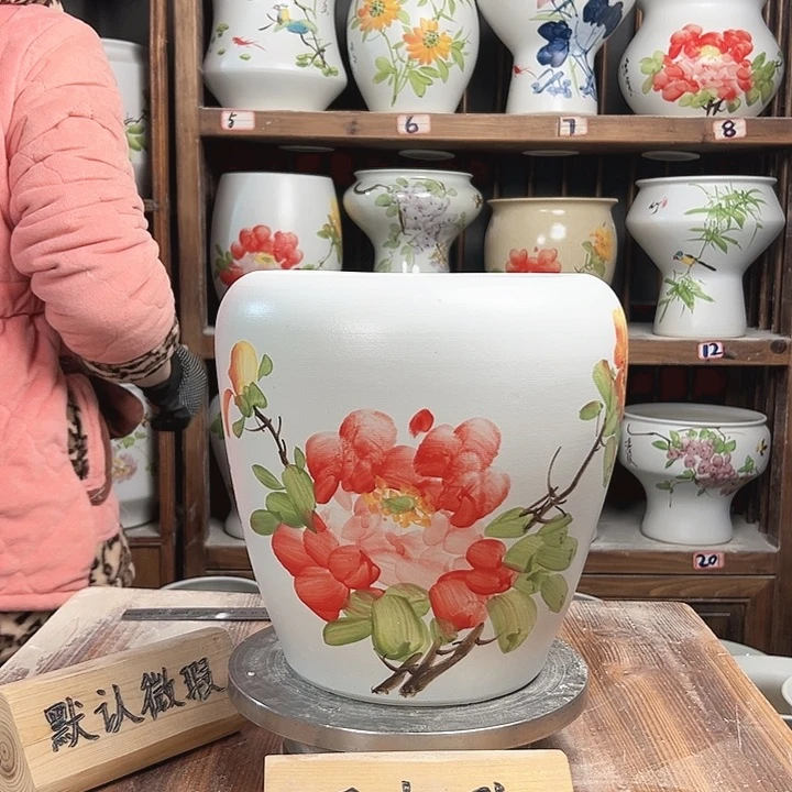 摆件苹果红牡丹新款陶瓷陶瓷