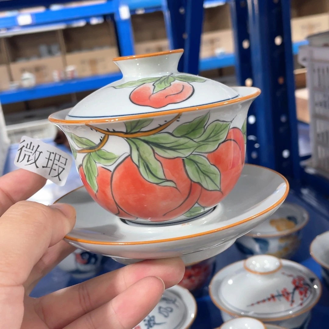 釉下手绘茶具微瑕