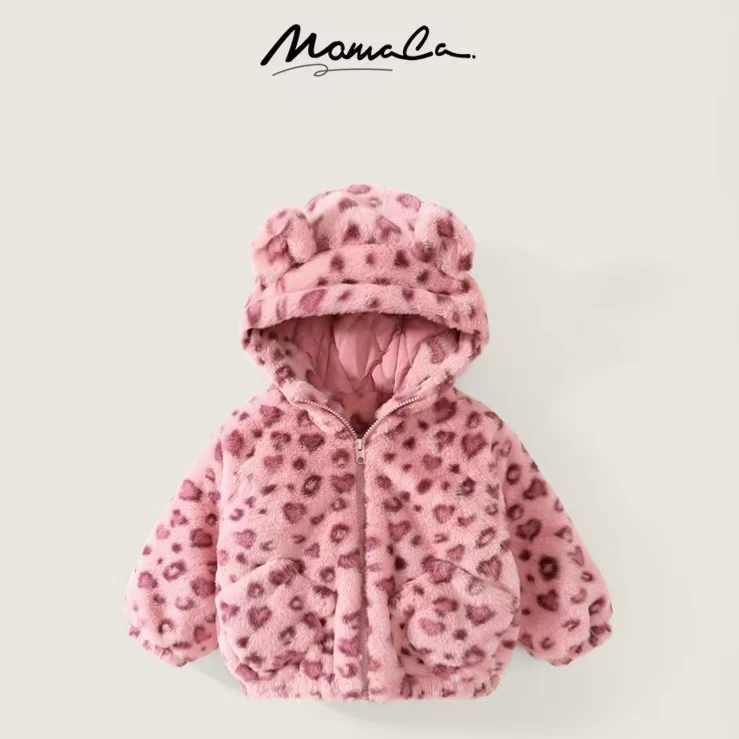 MOMOCO冬季新款女童时尚甜美爱心连帽毛毛外套75830123043