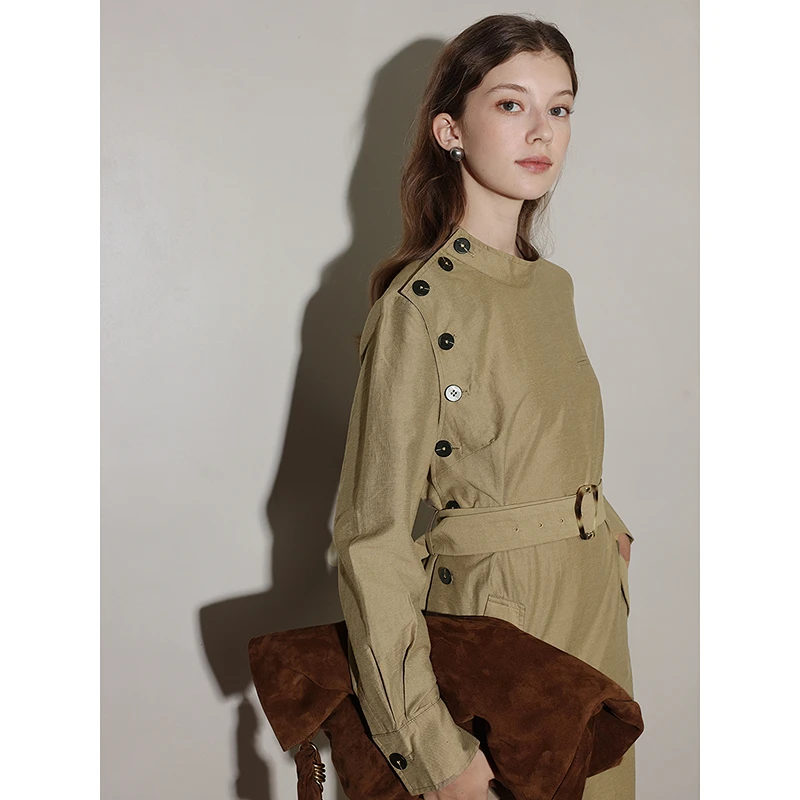 Mix Selection海派裙 天丝亚麻收腰中长款连衣裙MSCJQ0665