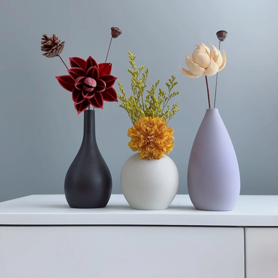 摆件陶瓷小花瓶摆件含花总高约20-30cm