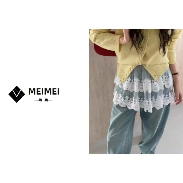 XMM.【蕾丝屁帘】时尚百搭蕾丝潮流叠穿休闲屁帘宽松松紧腰打底显瘦