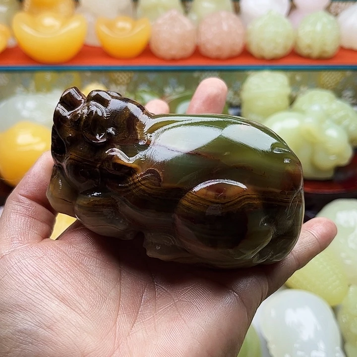 欢***逗石材貔貅手把摆件