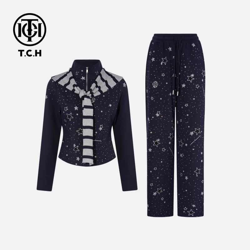 TCH私服烫钻工艺老钱风松弛感贵气时尚套装女T75C07E1050轻奢tch