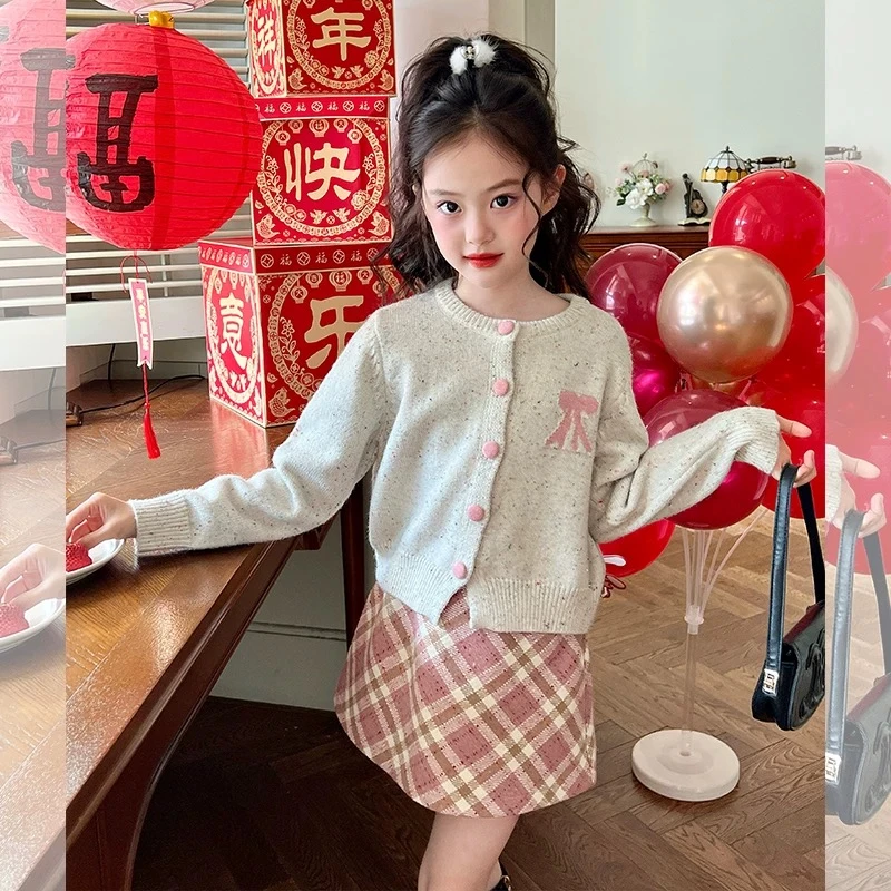 婧【亲子装】女童毛衣春秋装2025韩版中大童洋气儿童针织外套上衣