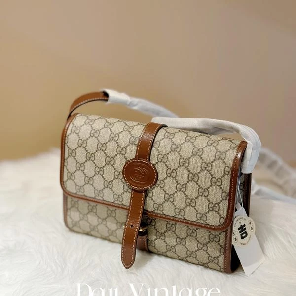 大吉中古/Gucci古驰乌木色老花邮差斜挎包