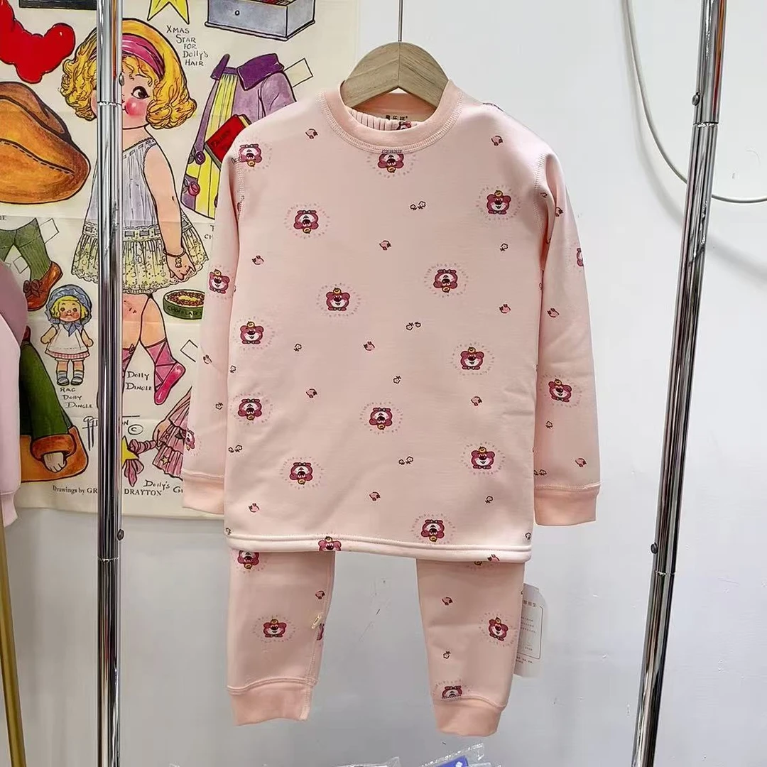 【一体绒】儿童冬季加绒印花保暖套装219