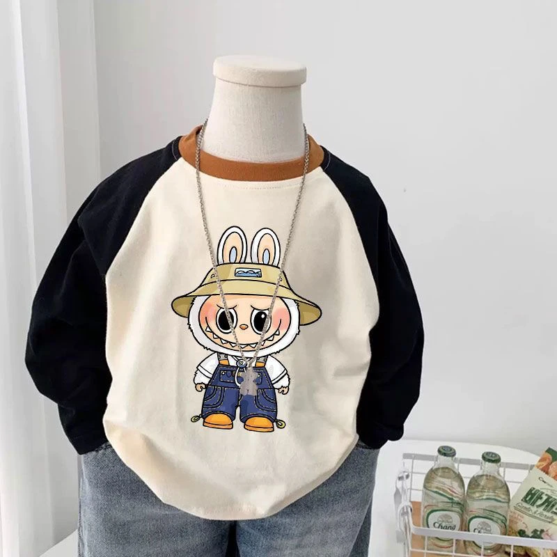 宝宝可爱卡通纯棉T恤春秋新款潮流拉布布中大童休闲长袖儿童上衣T