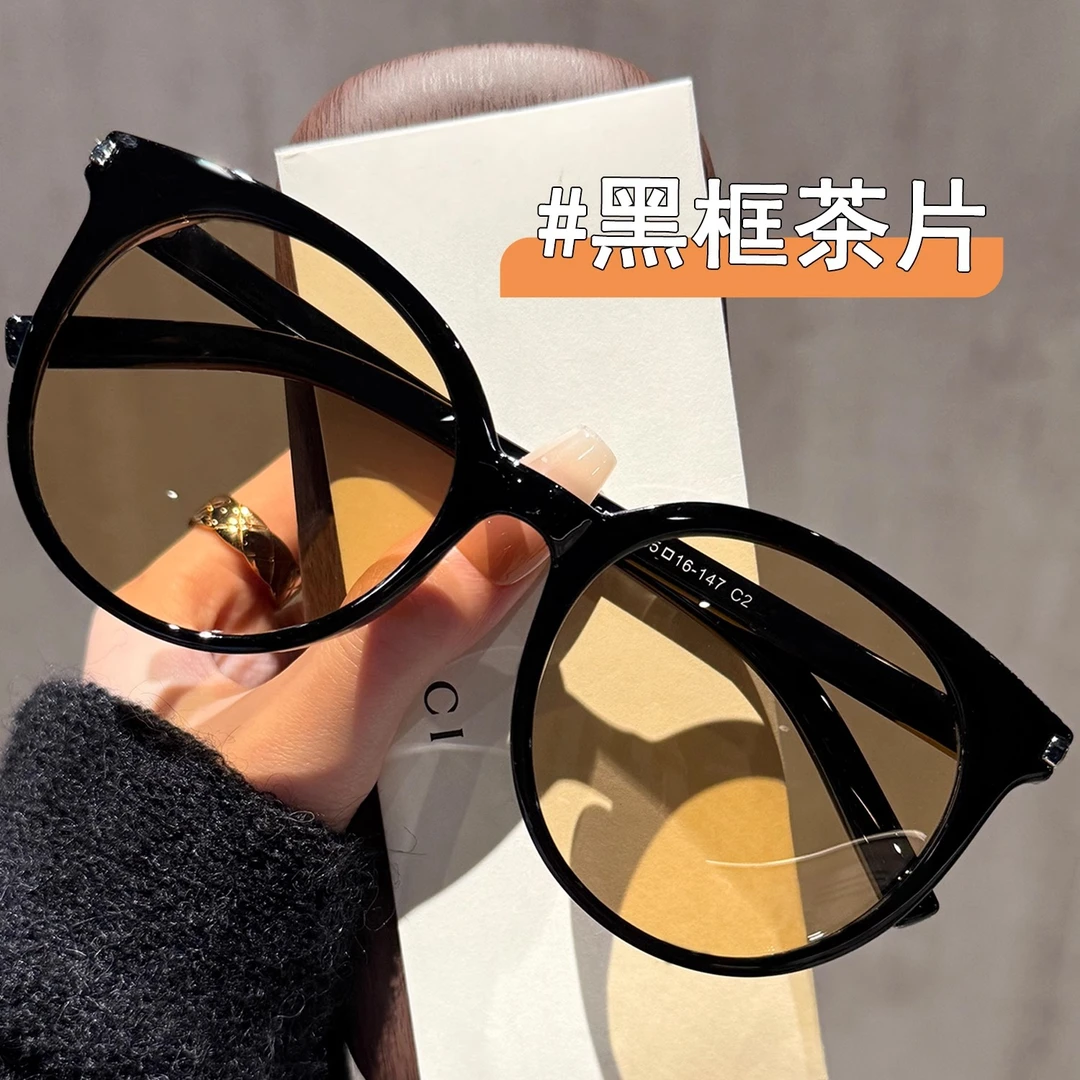 大框圆形墨镜女UV400高级感2025新款高级感方圆脸偏光太阳镜开车