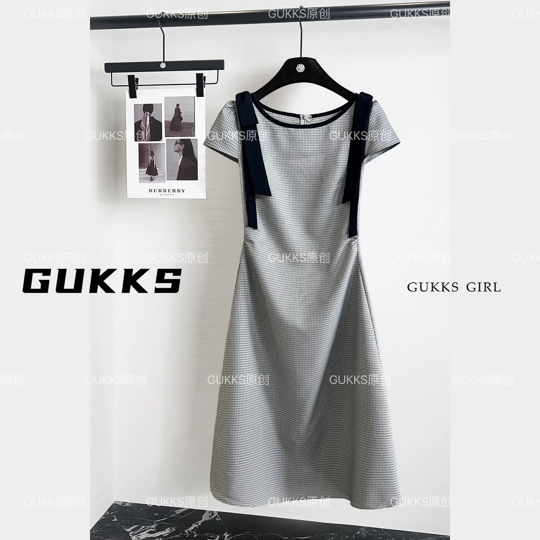 GUKKS/2025夏日海盐甜美显瘦洋气千金连衣裙GK755
