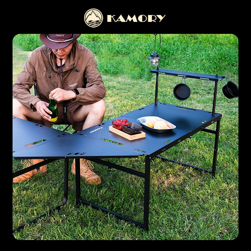 新款调节升降暗影战术桌户外露营折叠桌多功能轻量化半自动液压桌