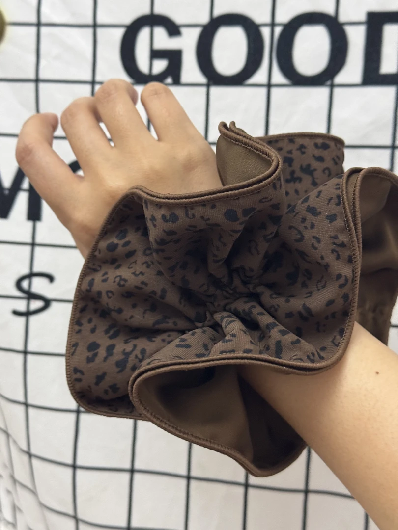 豹纹大肠发圈双层气质时尚百搭复古简约