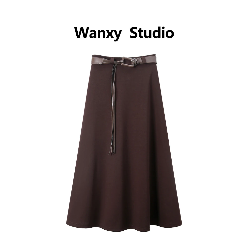 【9061】大码女装胖mm显瘦高腰A字长裙秋季复古纯欲风大摆半身裙