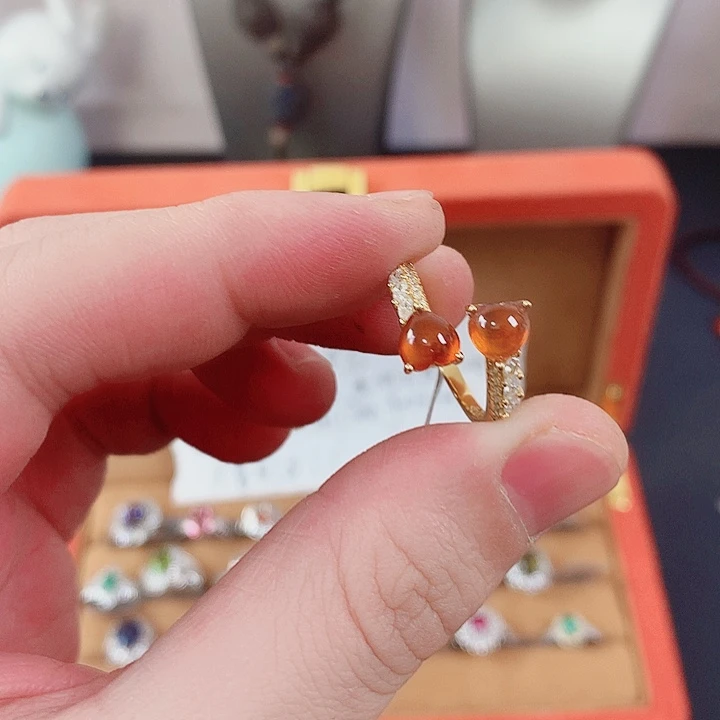 石榴石戒指银S925镶嵌