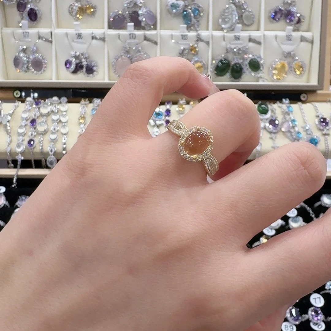 U***i蛇纹石玉银S925镶嵌戒指