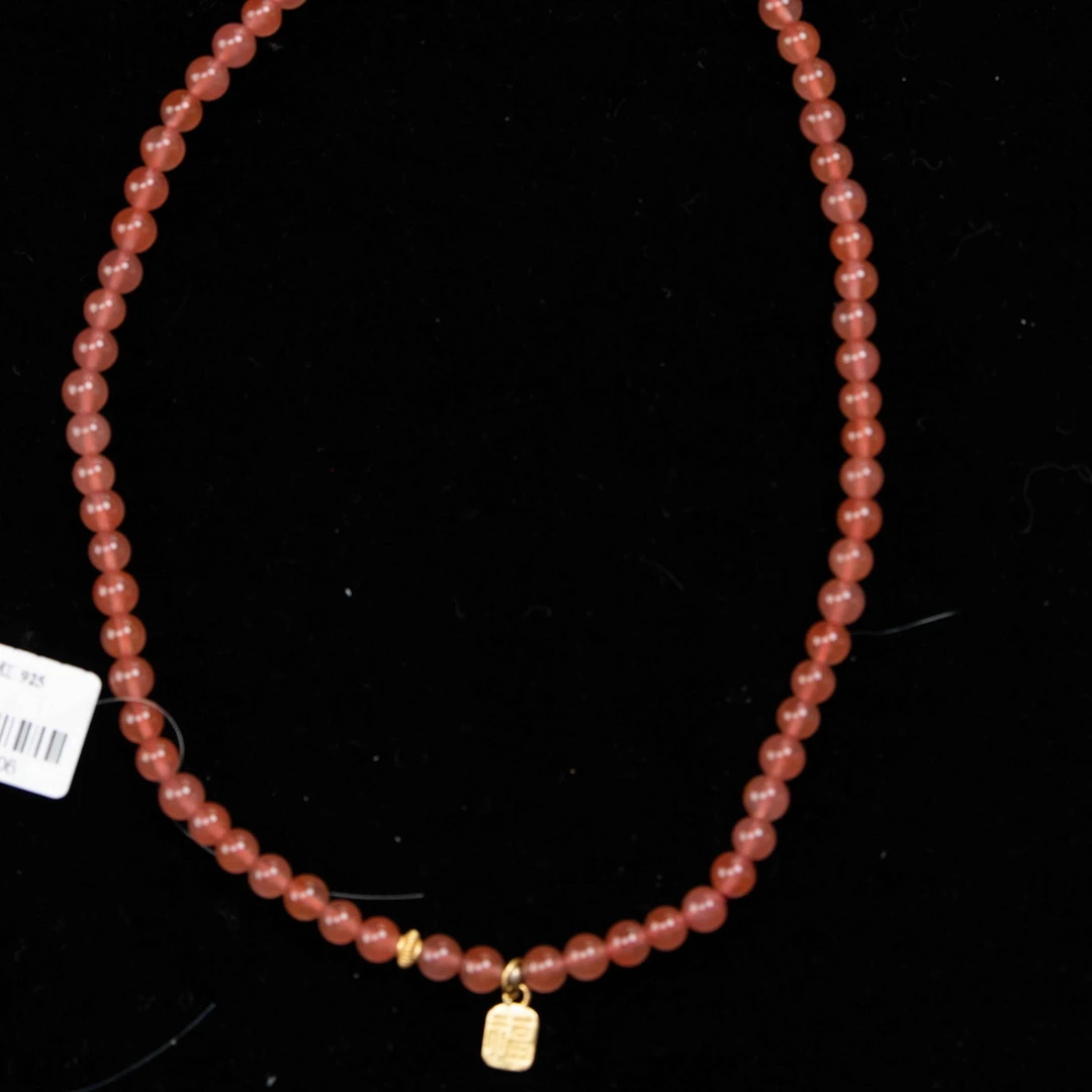 【花亭】南红5m双圈福牌手串桃花红女款素圈轻奢