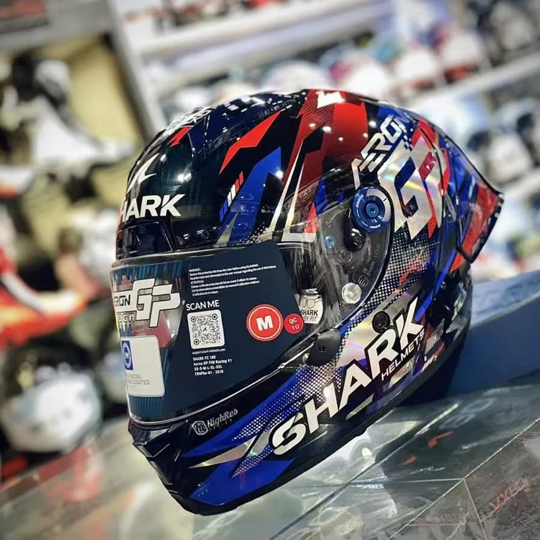 法国鲨鱼shark头盔aeron gp大尾翼摩托车安全碳纤维头盔