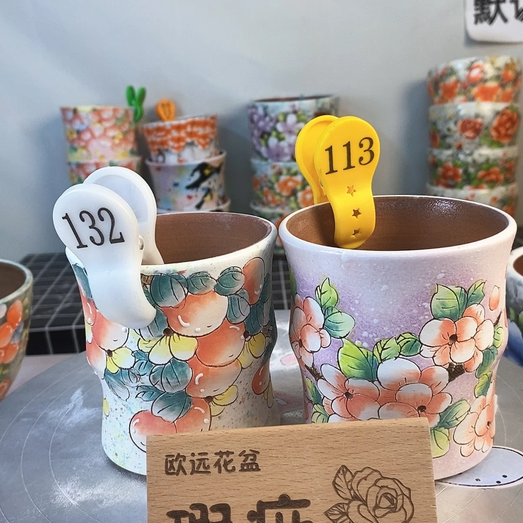 花盆紫砂红陶手绘花盆