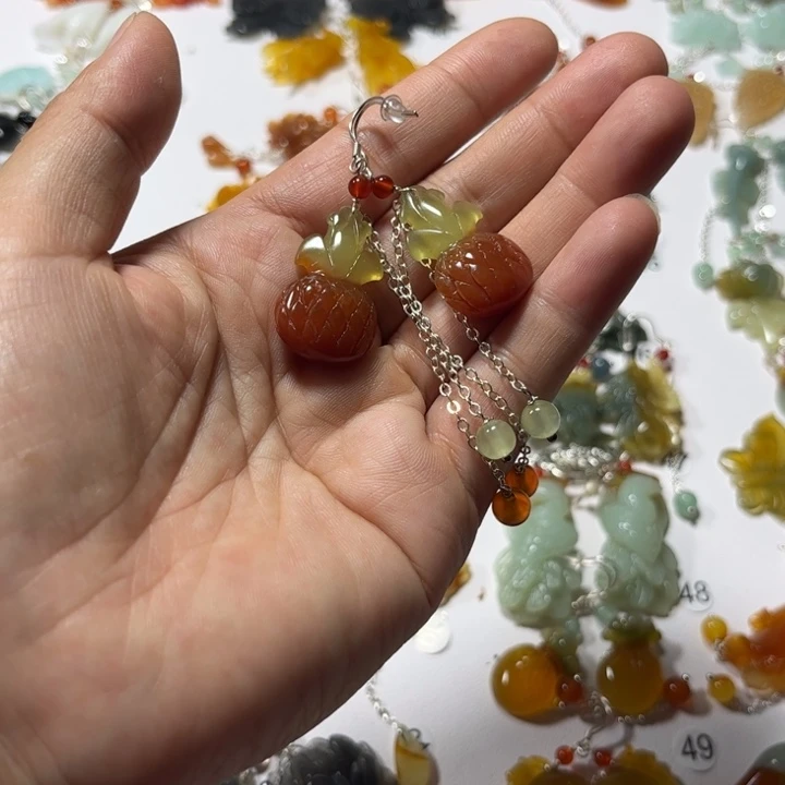 合金蛇纹石玉耳饰