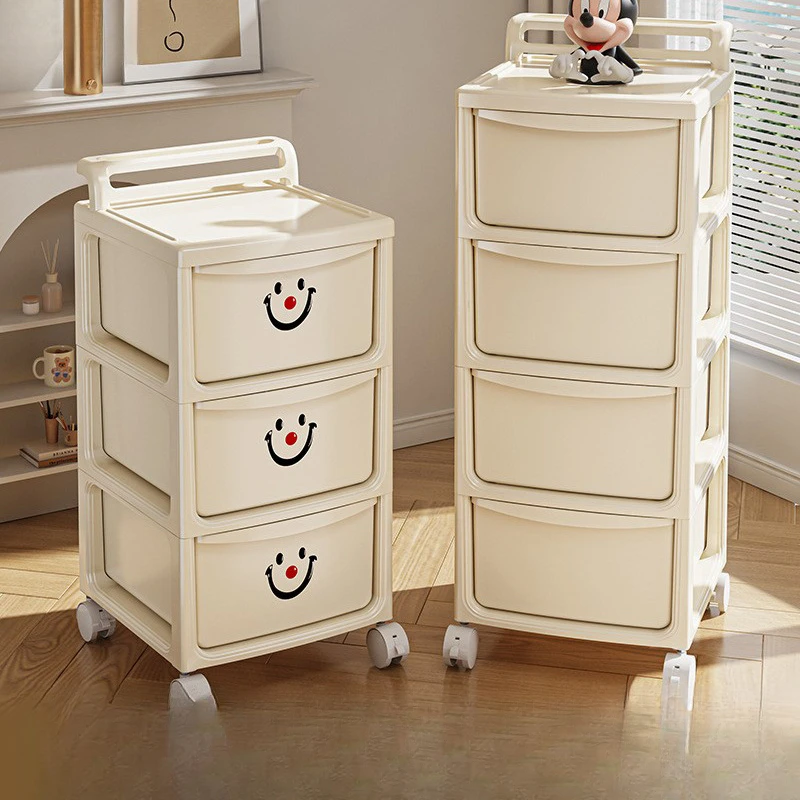 可移动抽屉式收纳柜免安装小推车置物架家用桌下零食玩具储物柜