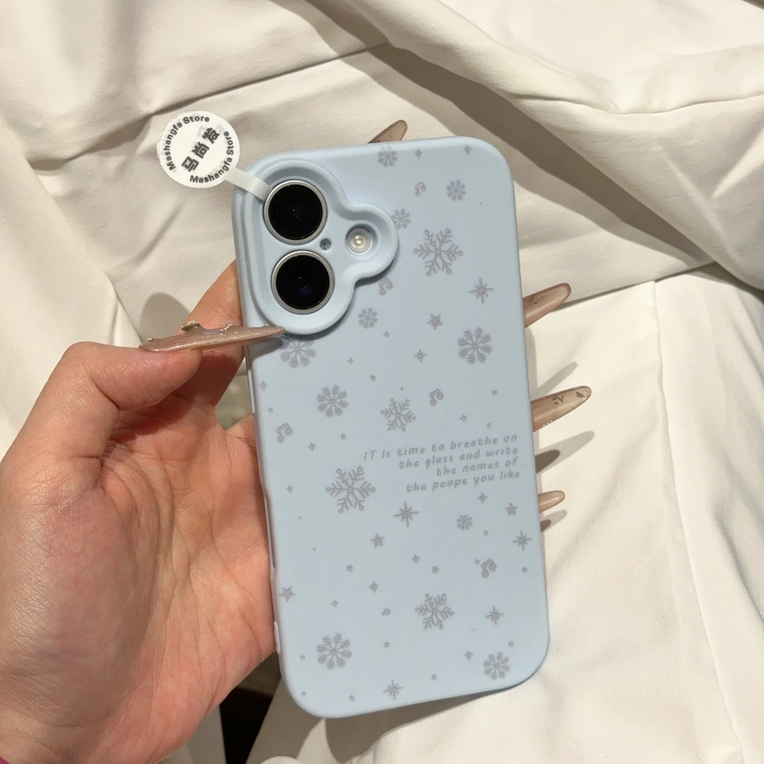 满屏雪花液态硅胶精孔纯色适用苹果16pro/15promax手机壳iPhone14