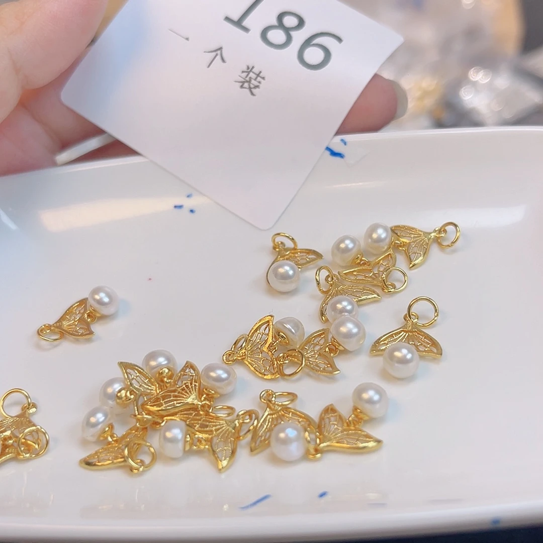 水晶珠宝半成品银S925镀金镶嵌186