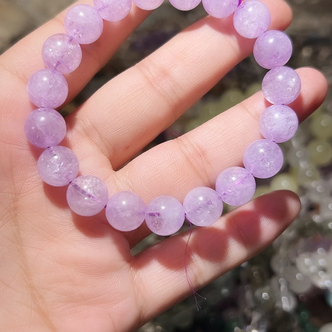 水晶手链未镶嵌克鲁兹薰衣草紫水晶10毫米。