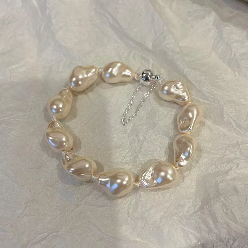 铜合金仿珍珠手链 巴洛克贝珠手链女小众轻奢高级感精致手饰7032