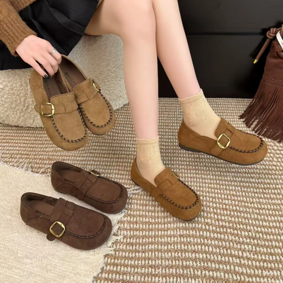 2025秋季新上新懒人鞋一脚蹬磨砂秋季时尚豆豆鞋