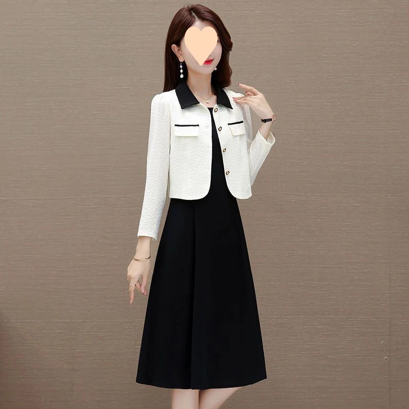 小香风秋季洋气时尚减龄显瘦修身套装连衣裙女装长袖气质春秋秋装