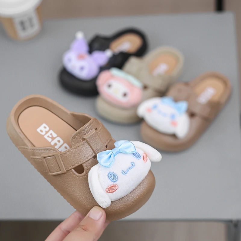 女童韩版2025夏季新款时尚包头外穿拖鞋防水卡通拖鞋