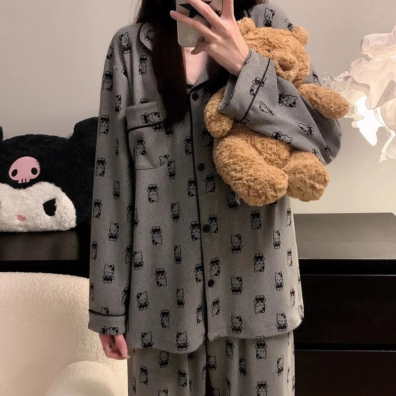 169-2德绒ins风睡衣女秋冬季韩系加厚长袖长裤家居服两件套装外穿