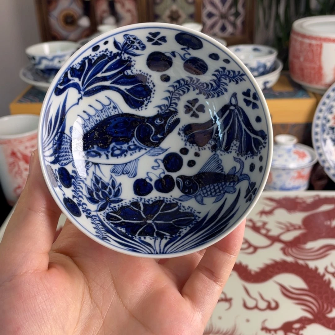 11景德镇青花微瑕鱼藻