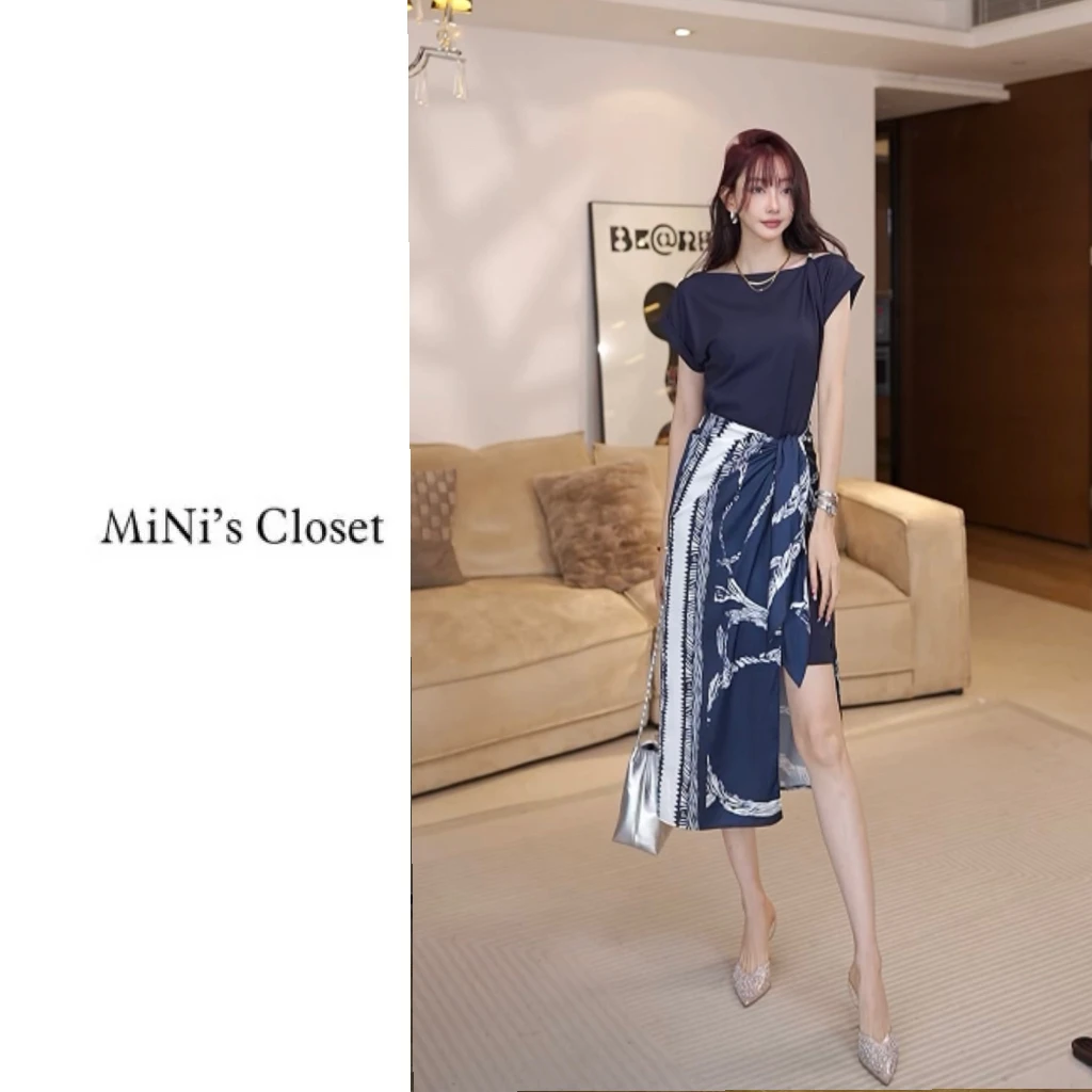 【MiNi推荐】2025夏季高定设计师款开叉休闲收腰连衣裙女JE2262