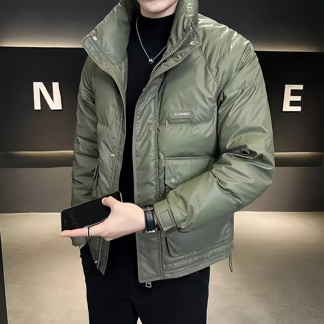 真维斯冬季新款男士保暖百搭棉衣服潮牌加厚休闲立领短款外套