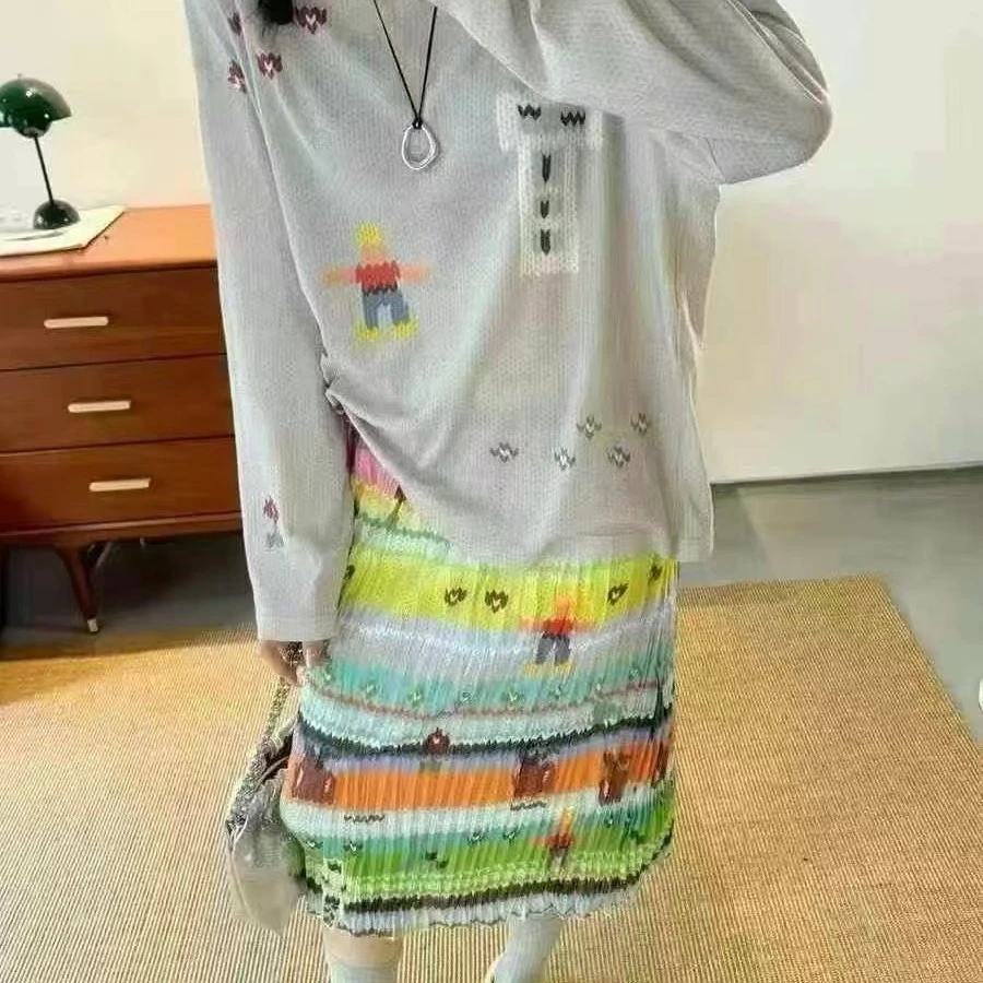 意法一批清仓  2025夏季复古高腰森系慵懒风中古褶皱半身裙F0973