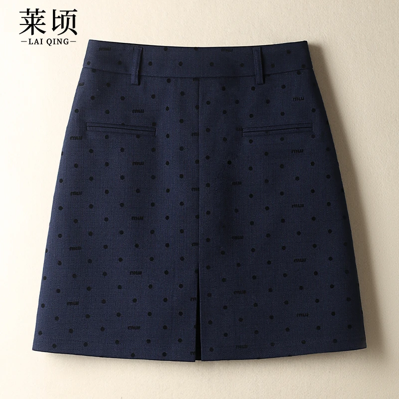 时尚百搭a字波点短裙2025春夏季新款高腰显瘦简约修身休闲包臀裙